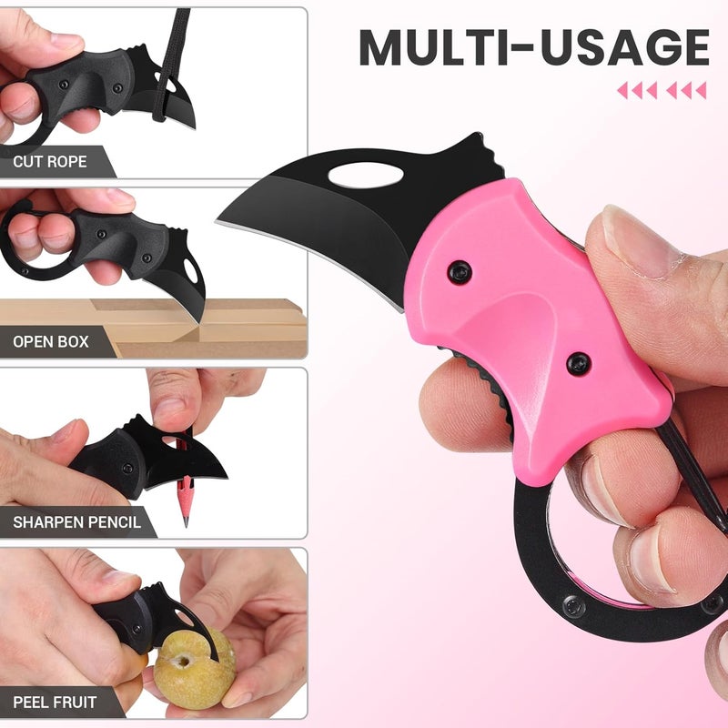 FUNBRO 2 Pack Small Pocket Knife Gifts for Men & Women, Folding Box Cutter, Birthday & Christmas Stocking Stuffers Gifts Idea for Wife Husband Dad Mom (Black & Pink) - Image 3